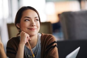 Woman Looking Contentedly